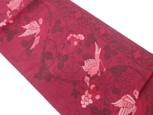 JAPANESE FUKURO OBI / WOVEN GRAPE ARABESQUE